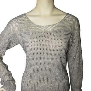 DBD DAVID BITTON Gray Sweater with Gold Studded Detail Size Large